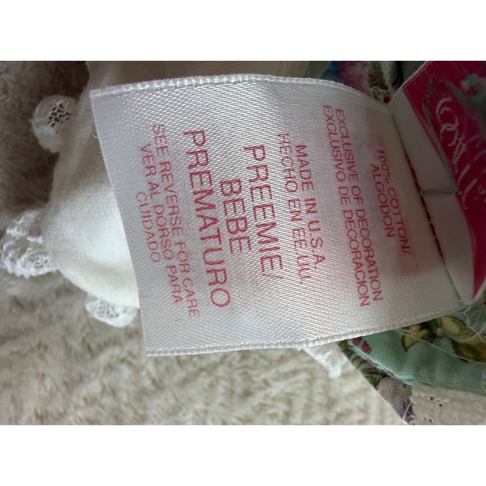 Allison Ann Vintage Floral Lace Preemie Baby Dress Pink Blue Cotton Made in USA - Picture 7 of 12